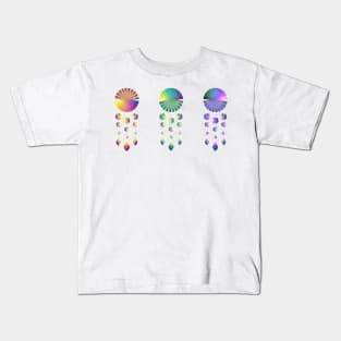 Dream Catchers | Sunset Peacock Nebula Red Yellow Green Blue Pink White Kids T-Shirt